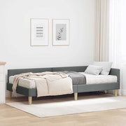 Hoekbedframe met matras 90x200 cm donkergrijs stof