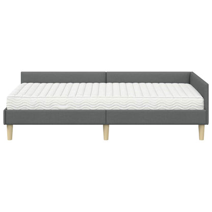 Hoekbedframe Met Matras Anders Met Hoofdeinde 2 Pcs Grijs Stof 90 x 200 cm Donkergrijs