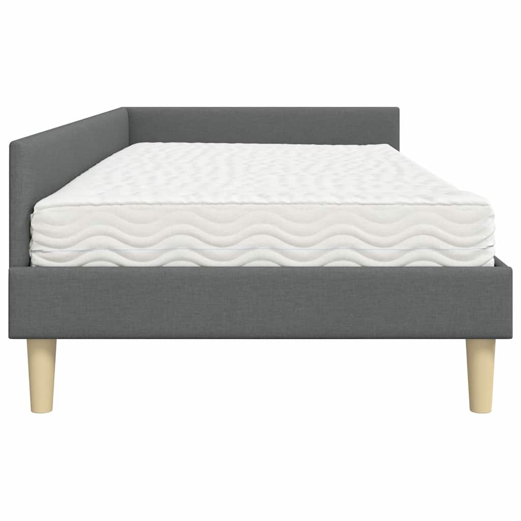 Hoekbedframe Met Matras Anders Met Hoofdeinde 2 Pcs Grijs Stof 90 x 200 cm Donkergrijs