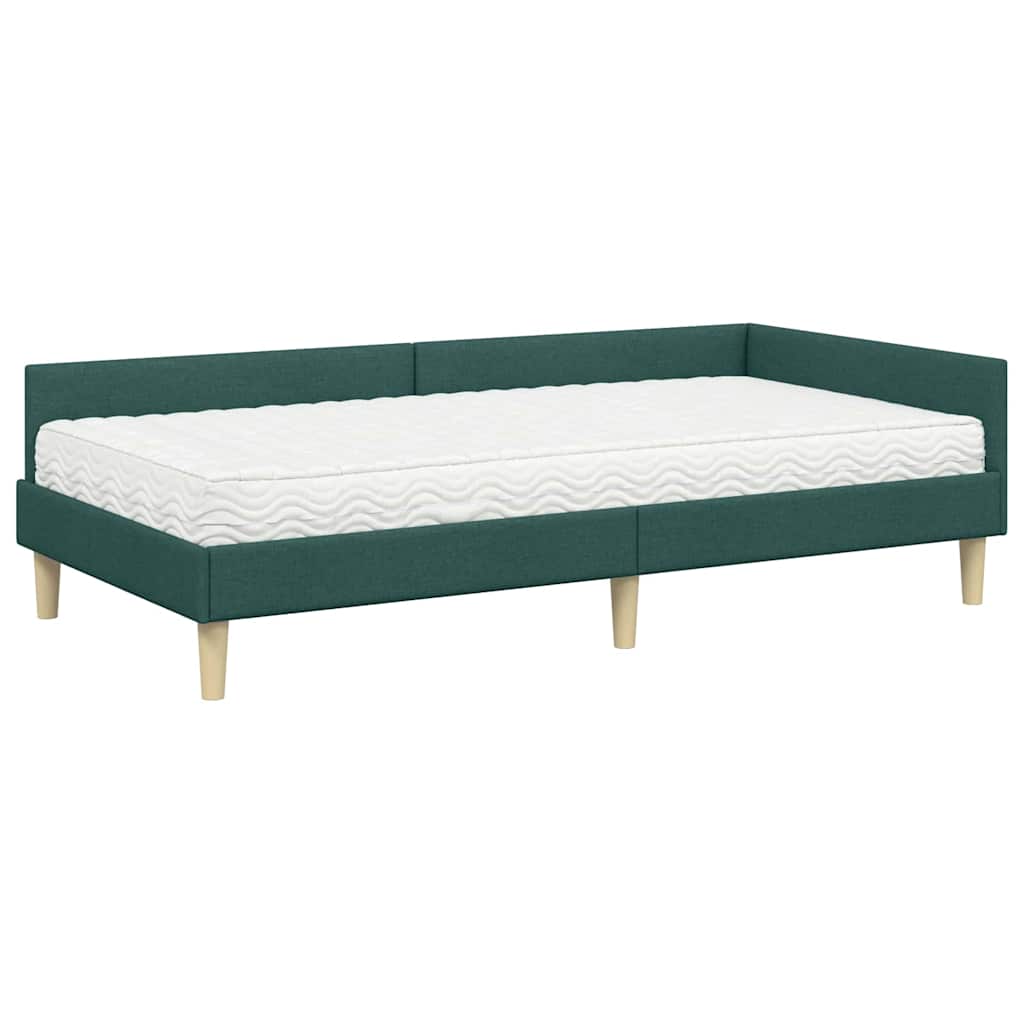 Hoekbedframe Met Matras Anders Met Hoofdeinde 2 Pcs Groen Stof 90 x 200 cm Donkergroen