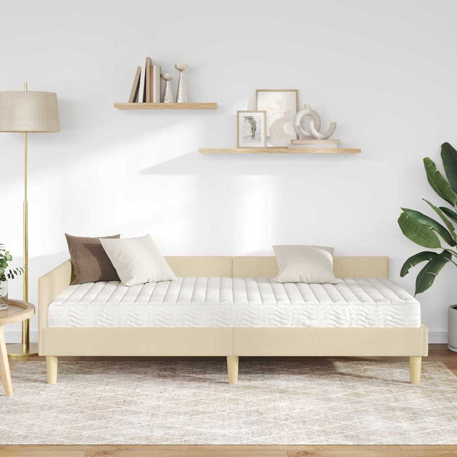 Hoekbedframe met Matras 2 st Crème 90 x 200 cm Stof