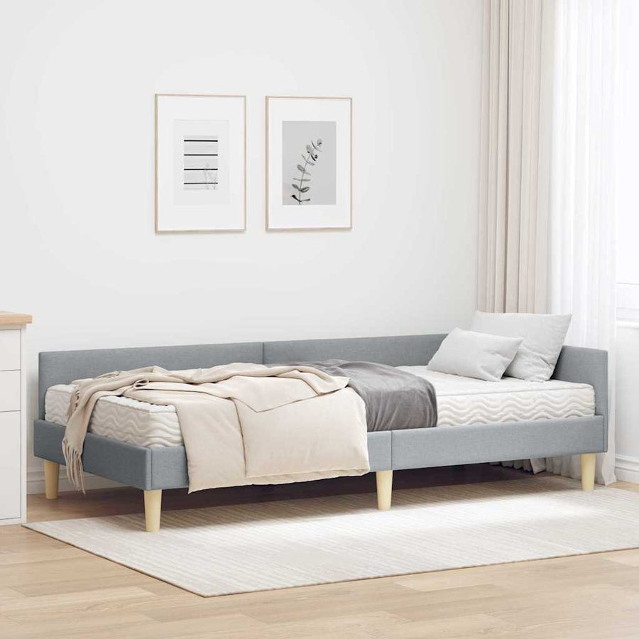 Hoekbedframe Met Matras Anders 2 Pcs Stof 100 x 200 cm Lichtgrijs