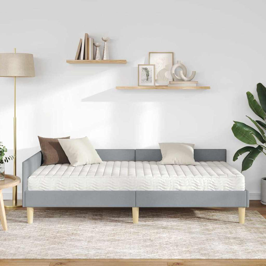 Hoekbedframe Met Matras Anders 2 Pcs Stof 100 x 200 cm Lichtgrijs