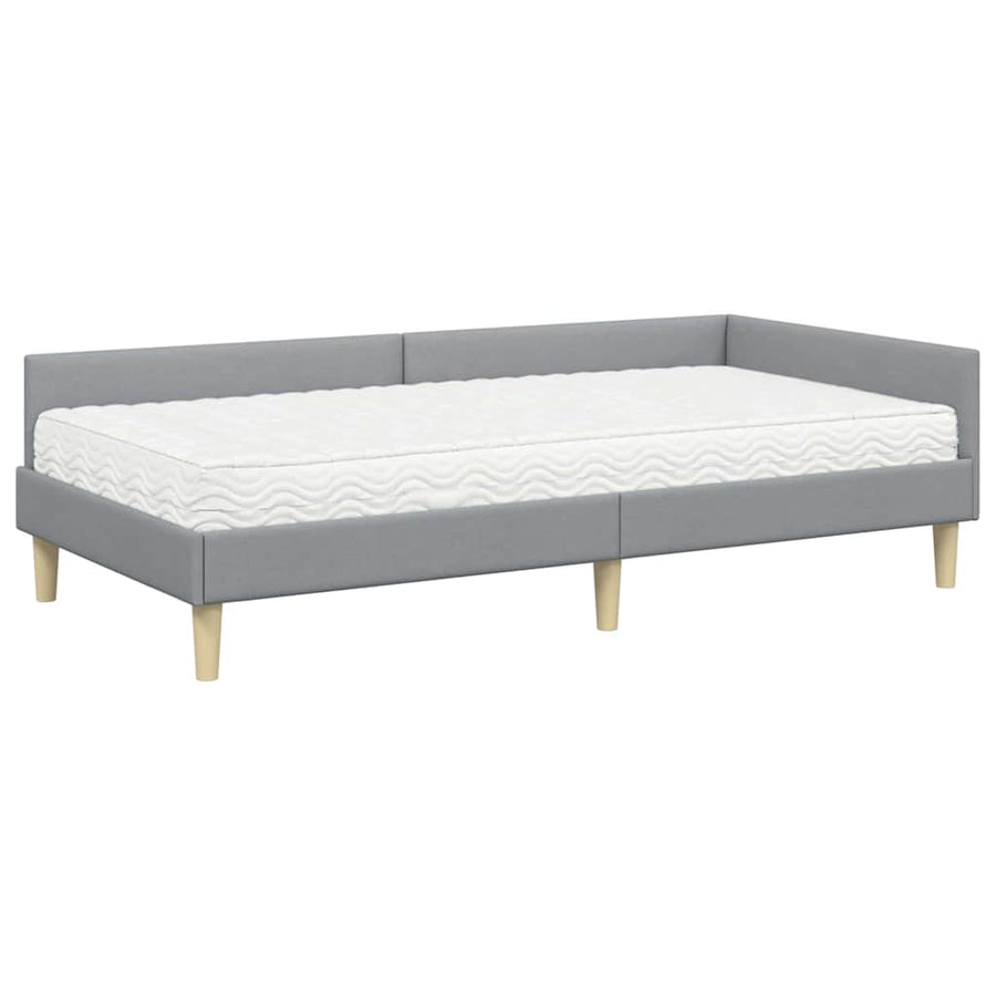 Hoekbedframe Met Matras Anders 2 Pcs Stof 100 x 200 cm Lichtgrijs