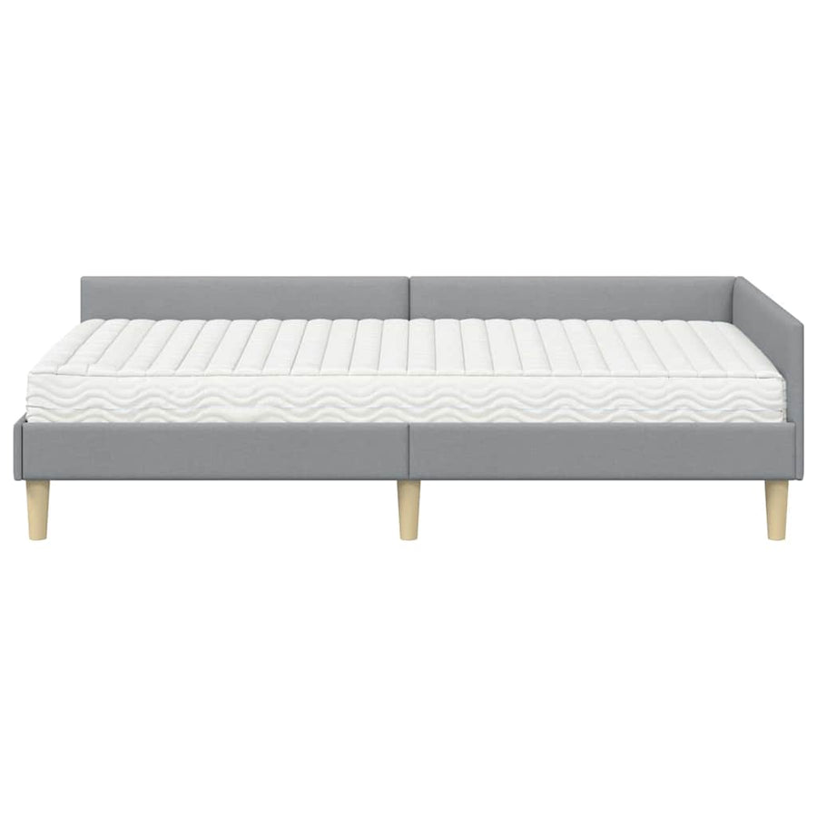 Hoekbedframe Met Matras Anders 2 Pcs Stof 100 x 200 cm Lichtgrijs