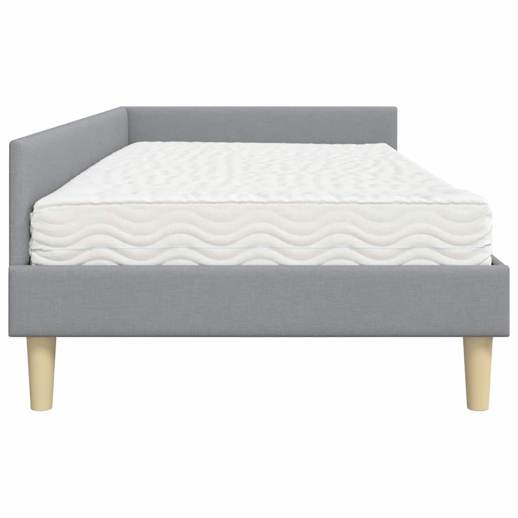 Hoekbedframe Met Matras Anders 2 Pcs Stof 100 x 200 cm Lichtgrijs