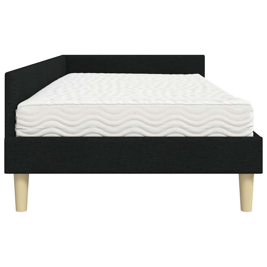 Hoekbedframe Met Matras Anders Met Hoofdeinde 2 Pcs Groen Stof 100 x 200 cm Zwart