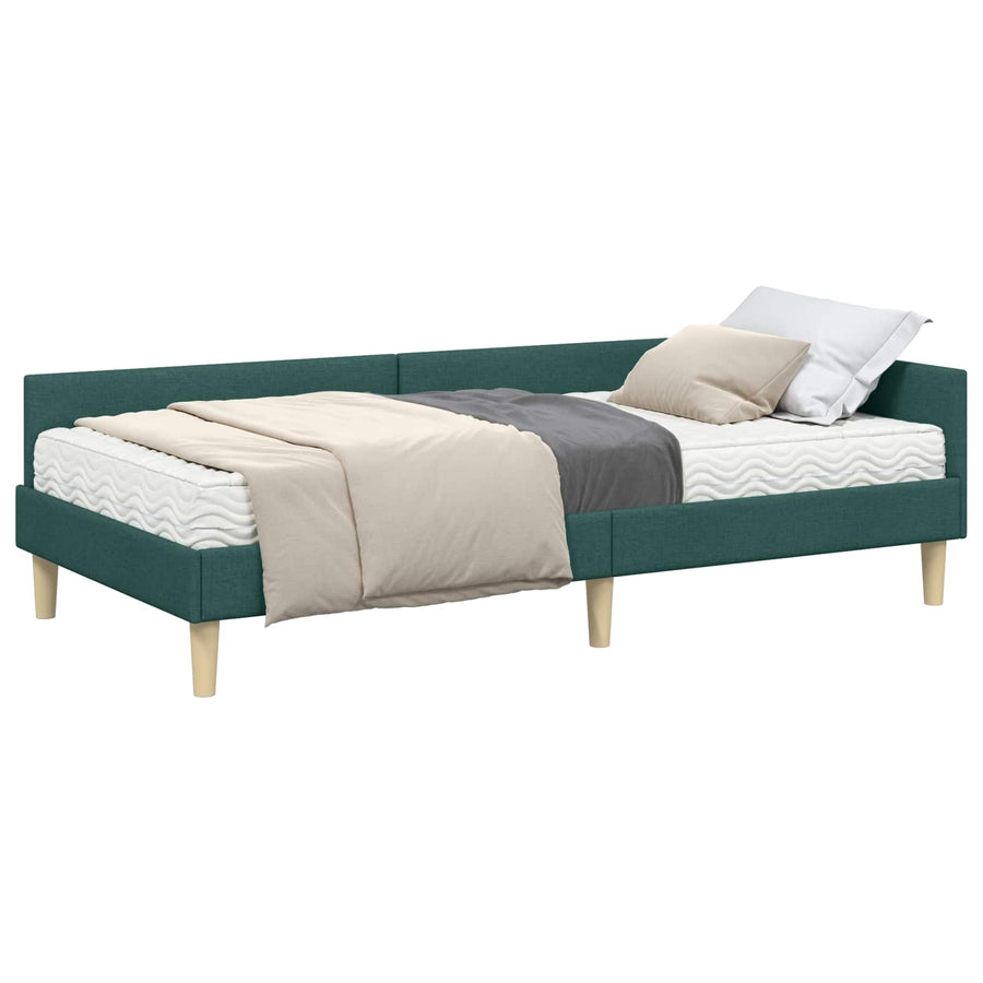 Hoekbedframe Met Matras Anders Met Hoofdeinde 2 Pcs Groen Stof 100 x 200 cm Donkergroen