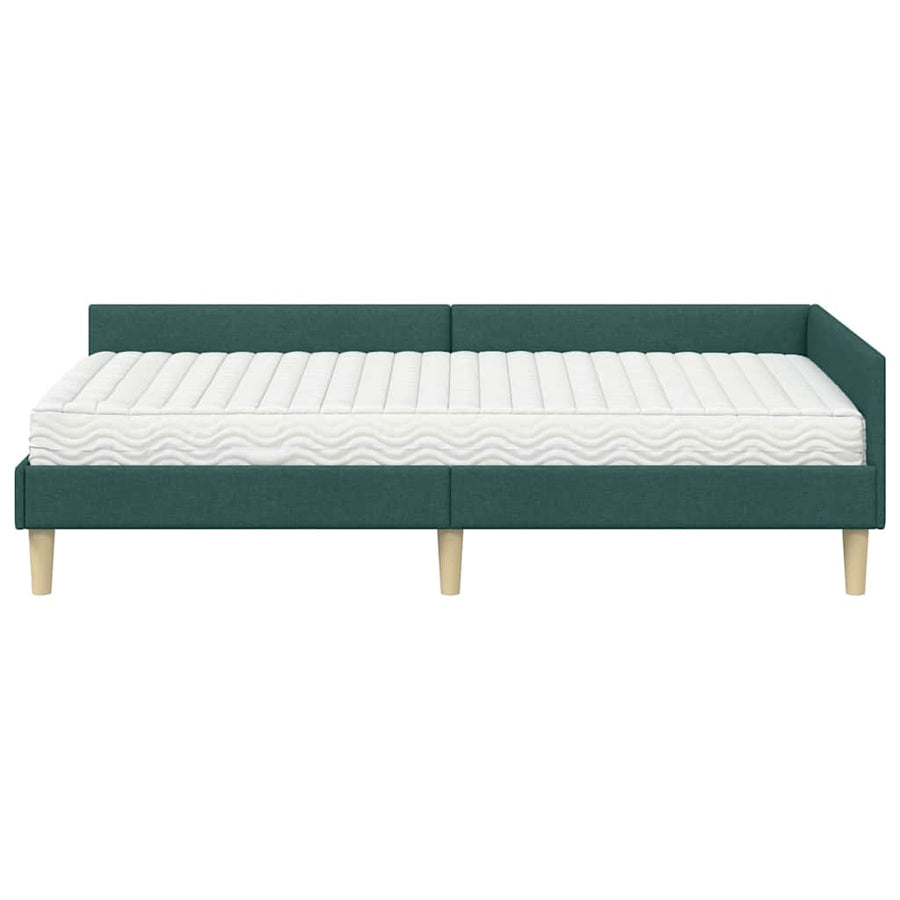 Hoekbedframe Met Matras Anders Met Hoofdeinde 2 Pcs Groen Stof 100 x 200 cm Donkergroen