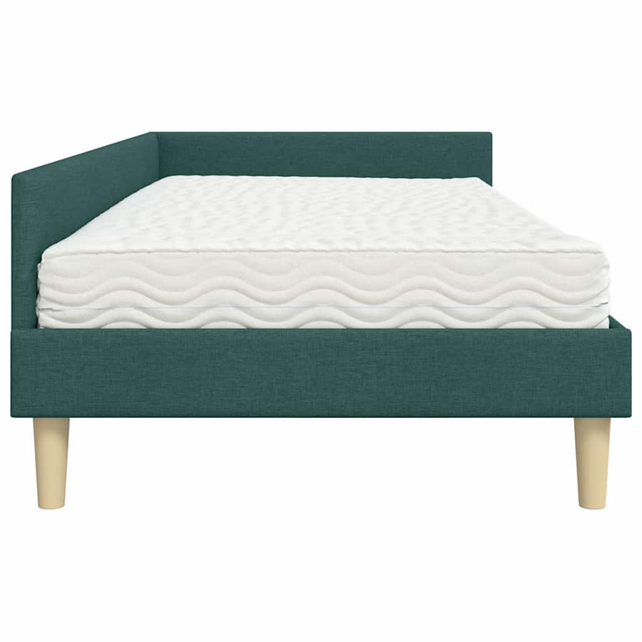 Hoekbedframe Met Matras Anders Met Hoofdeinde 2 Pcs Groen Stof 100 x 200 cm Donkergroen