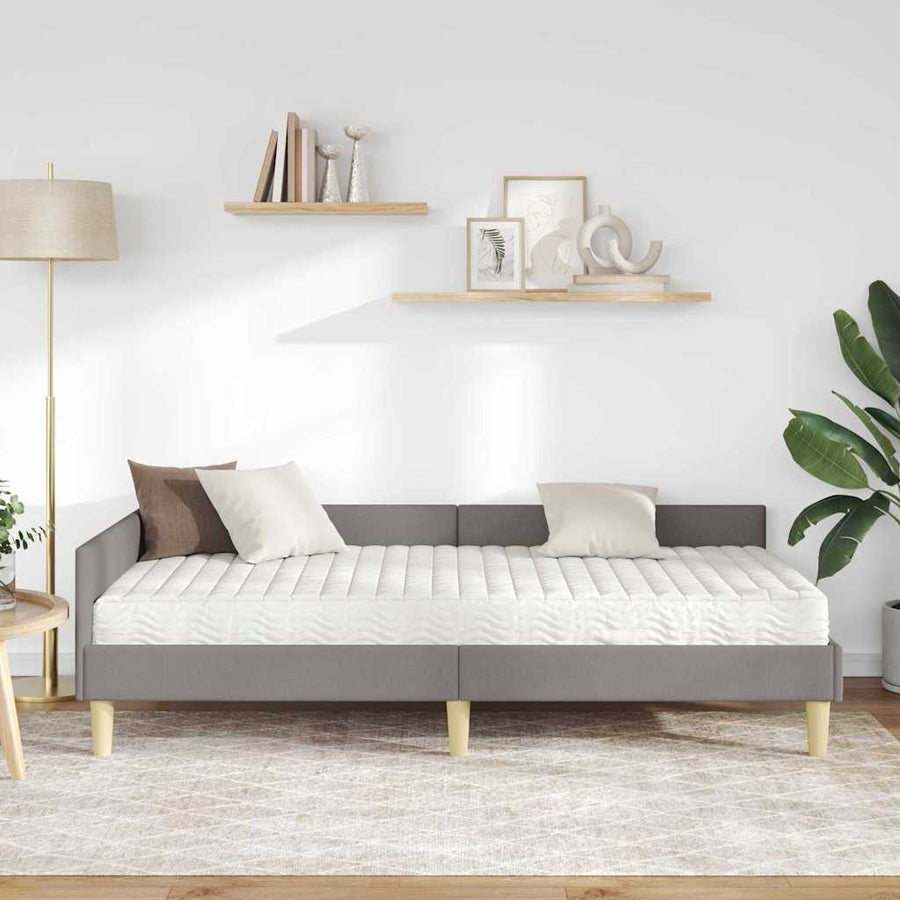Hoekbedframe Met Matras Anders Met Hoofdeinde 2 Pcs Stof 100 x 200 cm Taupe