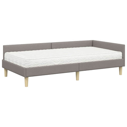 Hoekbedframe Met Matras Anders Met Hoofdeinde 2 Pcs Stof 100 x 200 cm Taupe