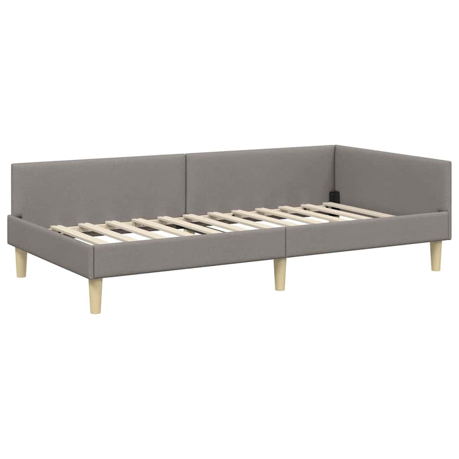 Hoekbedframe Met Matras Anders Met Hoofdeinde 2 Pcs Stof 100 x 200 cm Taupe