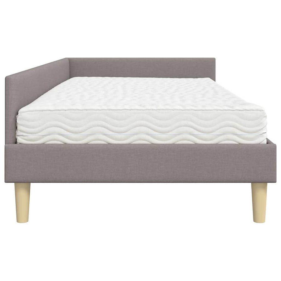 Hoekbedframe Met Matras Anders Met Hoofdeinde 2 Pcs Stof 100 x 200 cm Taupe