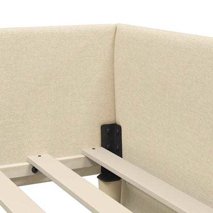 Hoekbedframe met Matras met matras 2 pcs Crème Stof