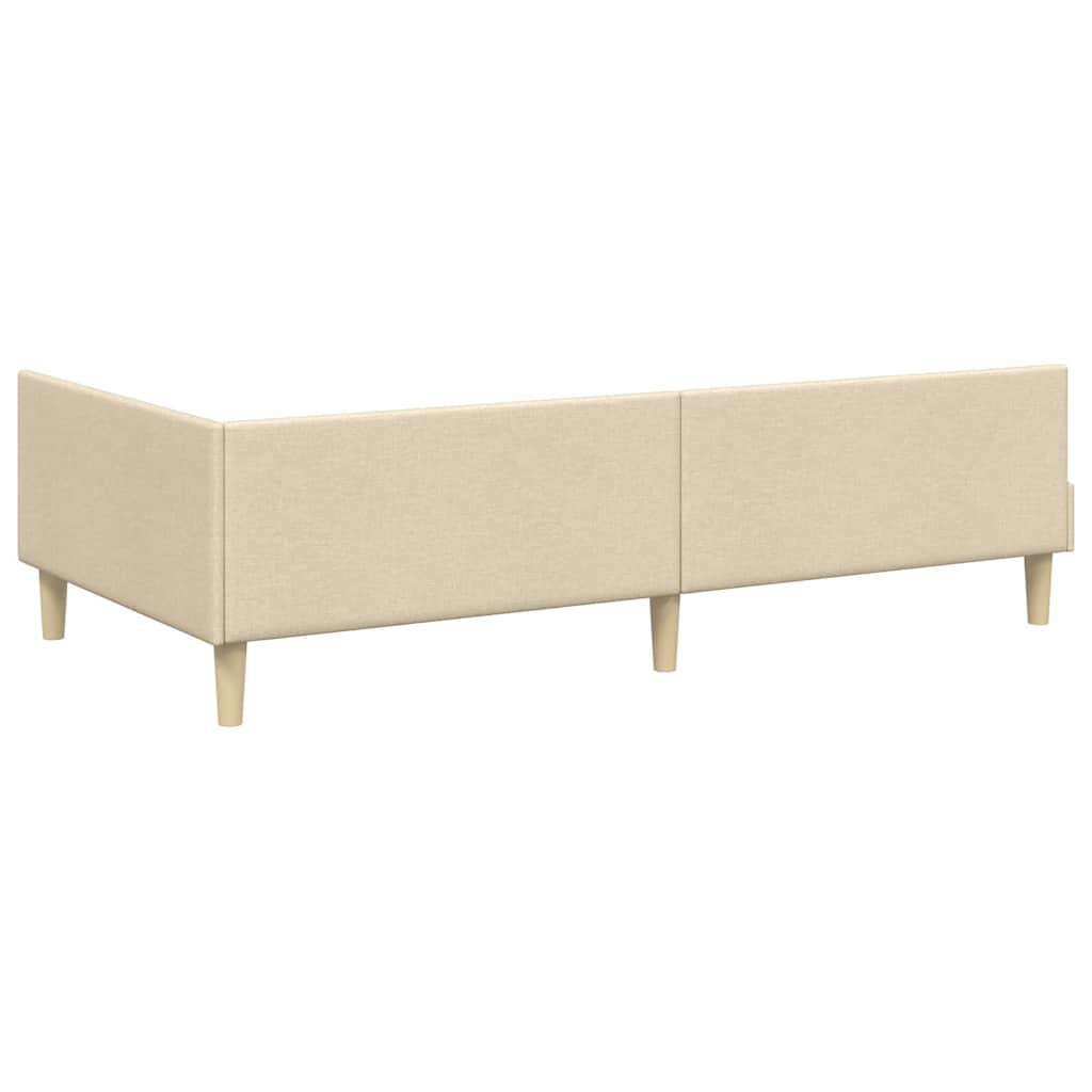 Hoekbedframe met Matras met matras 2 pcs Crème Stof