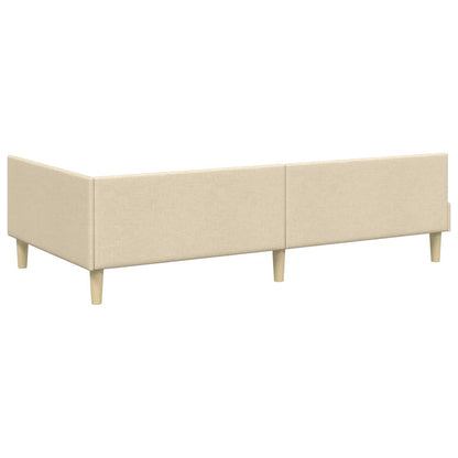 Hoekbedframe met Matras met matras 2 pcs Crème Stof