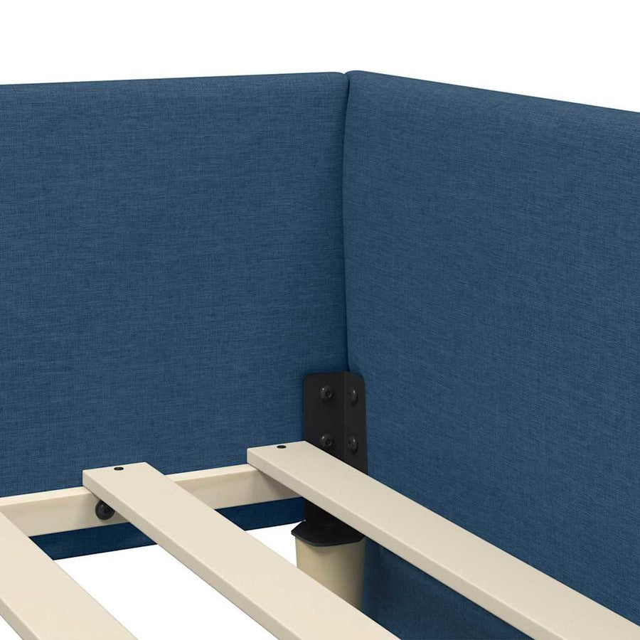 Hoekbedframe Met Matras Anders Met Hoofdeinde 2 Pcs Stof 100 x 200 cm Blauw