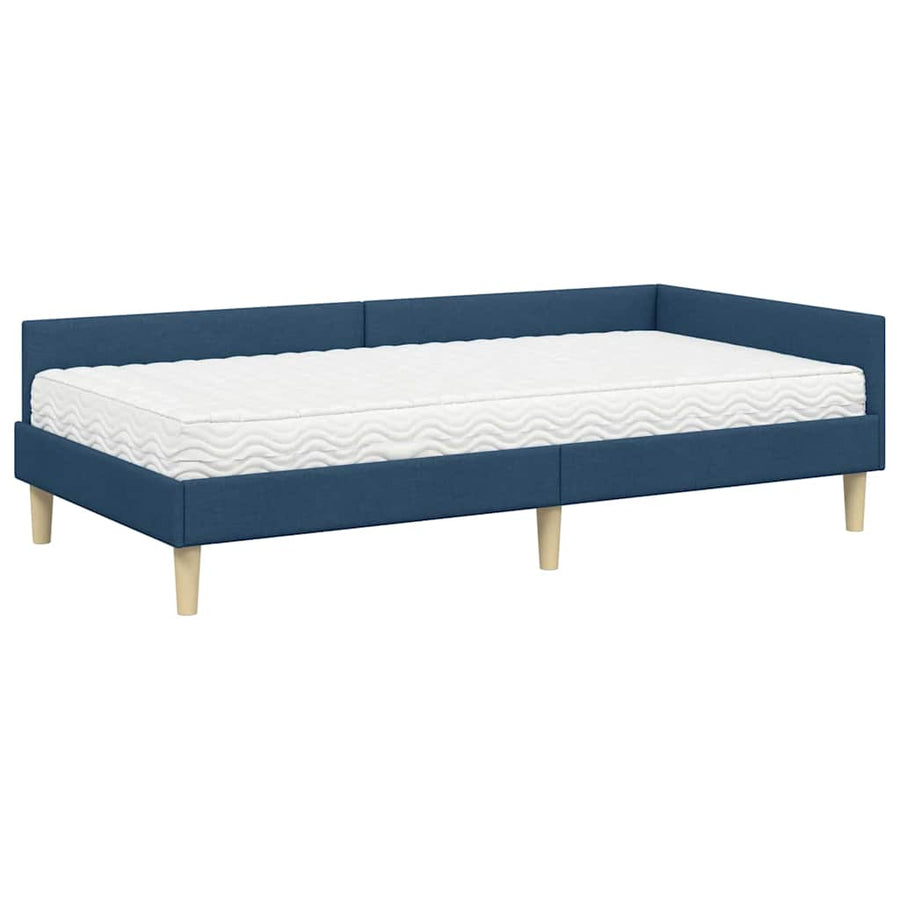 Hoekbedframe Met Matras Anders Met Hoofdeinde 2 Pcs Stof 100 x 200 cm Blauw