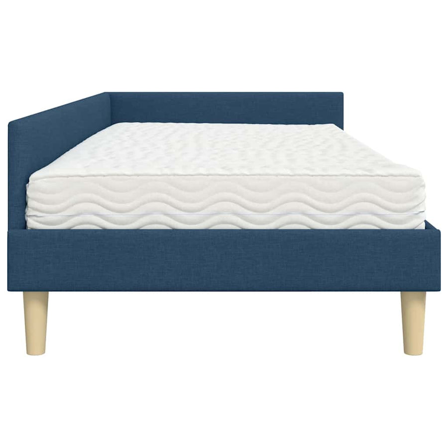 Hoekbedframe Met Matras Anders Met Hoofdeinde 2 Pcs Stof 100 x 200 cm Blauw