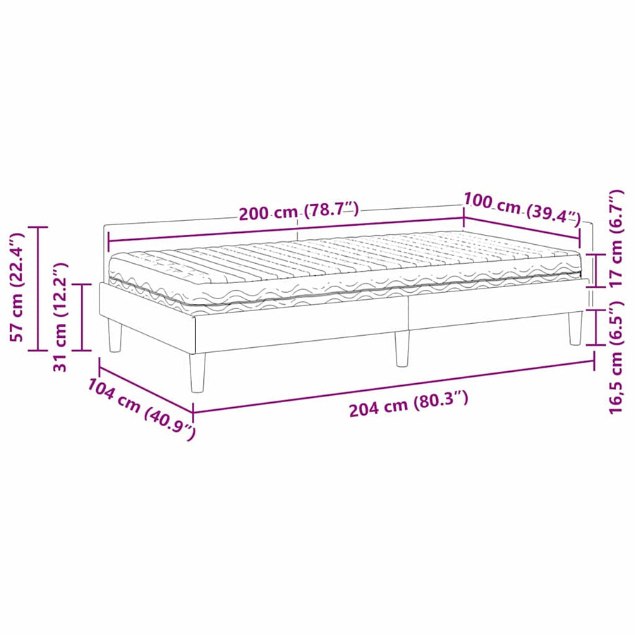 Hoekbedframe Met Matras Anders Met Hoofdeinde 2 Pcs Stof 100 x 200 cm Blauw