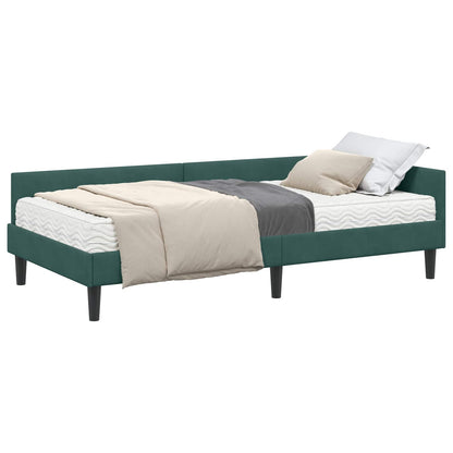 Hoekbedframe Met Matras Anders 2 Pcs Groen Fluweel 80 x 200 cm Donkergroen