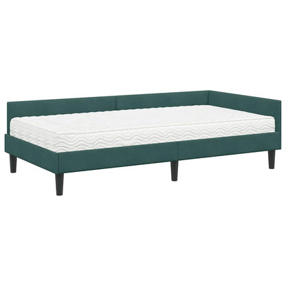Hoekbedframe Met Matras Anders 2 Pcs Groen Fluweel 80 x 200 cm Donkergroen