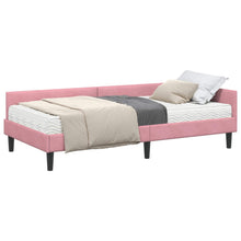 Hoekbedframe Met Matras Anders 2 Pcs Grijs Fluweel 80 x 200 cm Roze
