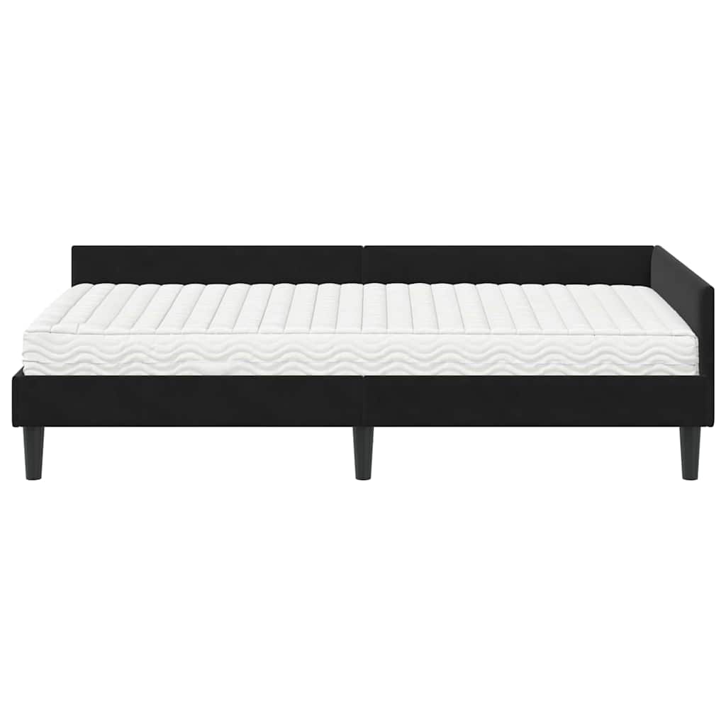 Hoekbedframe Met Matras Anders 2 Pcs Fluweel 80 x 200 cm Zwart