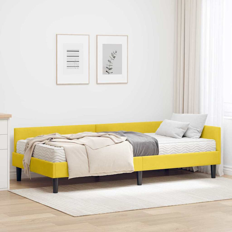 Hoekbedframe Met Matras Anders 2 Pcs Fluweel 80 x 200 cm Geel