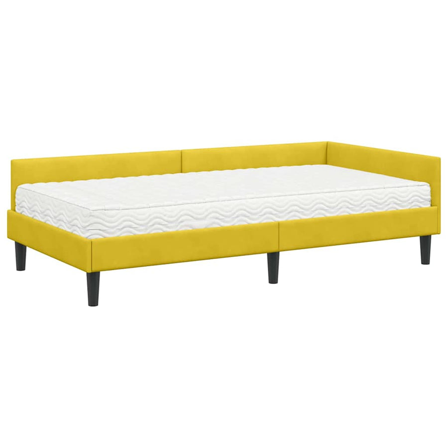 Hoekbedframe Met Matras Anders 2 Pcs Fluweel 80 x 200 cm Geel