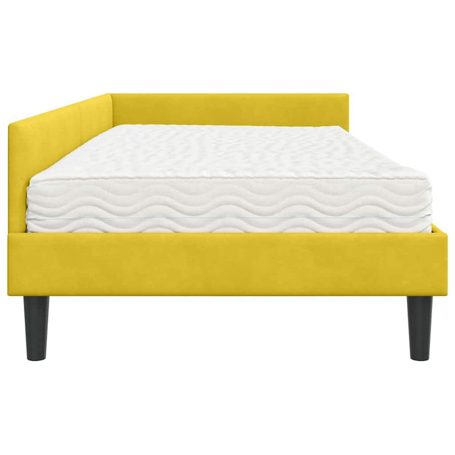 Hoekbedframe Met Matras Anders 2 Pcs Fluweel 80 x 200 cm Geel