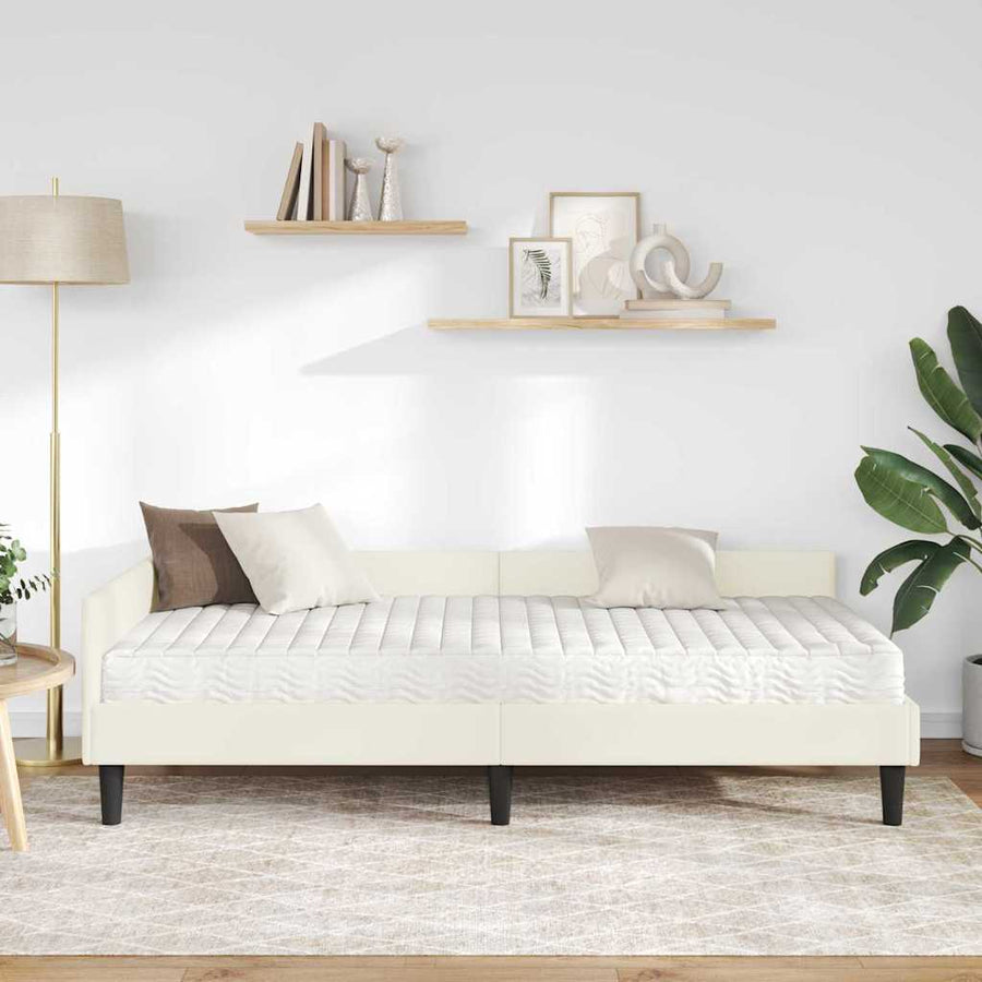 Hoekbedframe Met Matras Anders 2 Pcs Fluweel 80 x 200 cm Crème