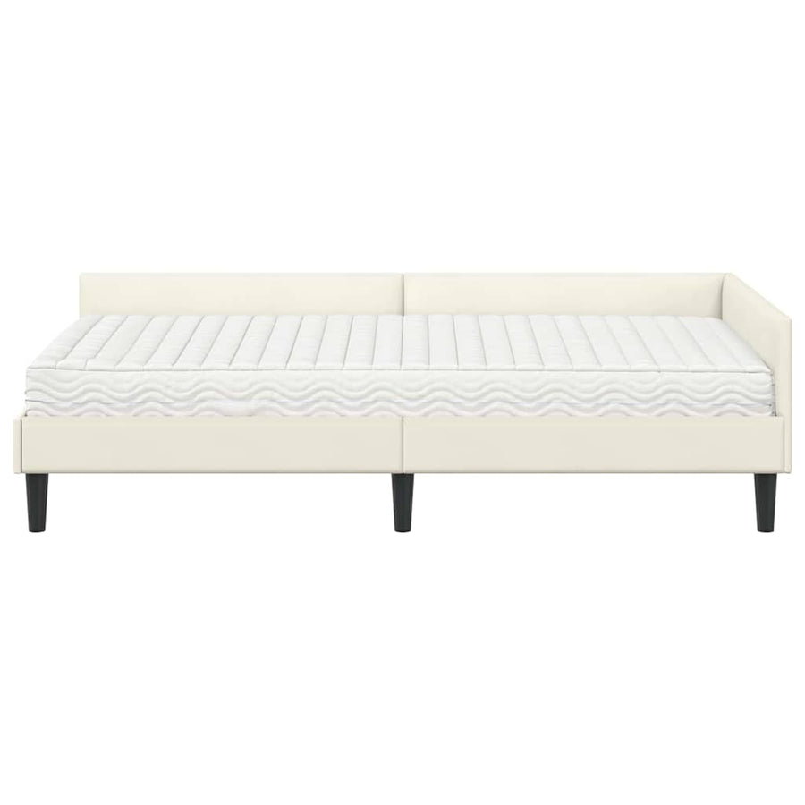 Hoekbedframe Met Matras Anders 2 Pcs Fluweel 80 x 200 cm Crème