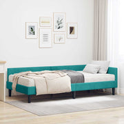 Hoekbedframe met matras 80x200 cm turquoise fluweel