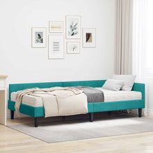 Hoekbedframe Met Matras Anders 2 Pcs Fluweel 80 x 200 cm Turquoise