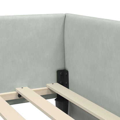 Hoekbedframe Met Matras Anders 2 Pcs Fluweel 90 x 190 cm Lichtgrijs