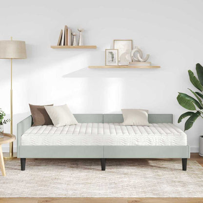 Hoekbedframe Met Matras Anders 2 Pcs Fluweel 90 x 190 cm Lichtgrijs