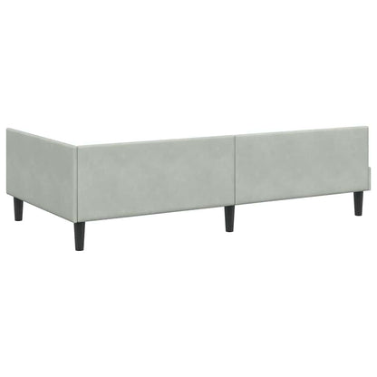 Hoekbedframe Met Matras Anders 2 Pcs Fluweel 90 x 190 cm Lichtgrijs