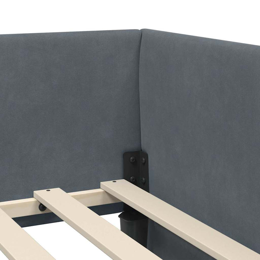 Hoekbedframe Met Matras Anders 2 Pcs Grijs Fluweel 90 x 190 cm Donkergrijs