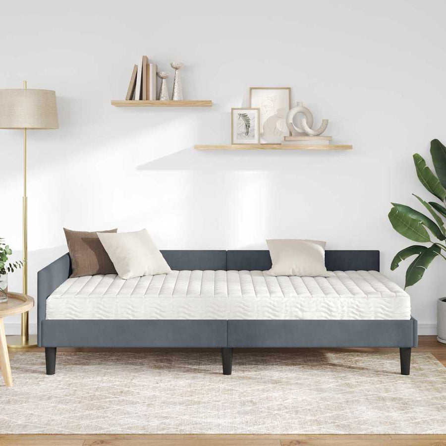 Hoekbedframe Met Matras Anders 2 Pcs Grijs Fluweel 90 x 190 cm Donkergrijs