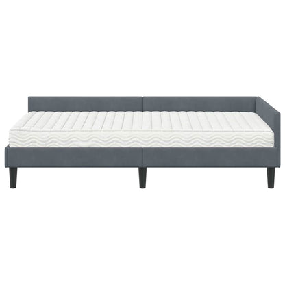 Hoekbedframe Met Matras Anders 2 Pcs Grijs Fluweel 90 x 190 cm Donkergrijs
