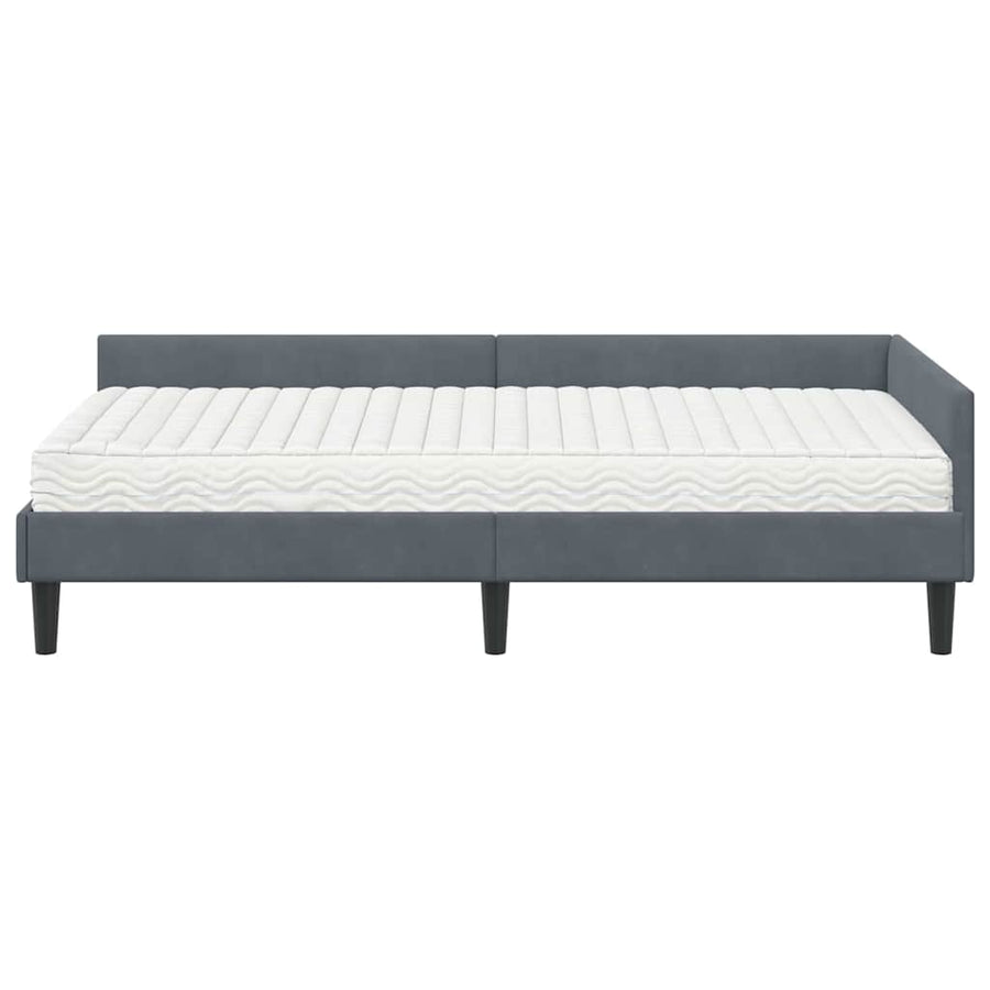 Hoekbedframe Met Matras Anders 2 Pcs Grijs Fluweel 90 x 190 cm Donkergrijs