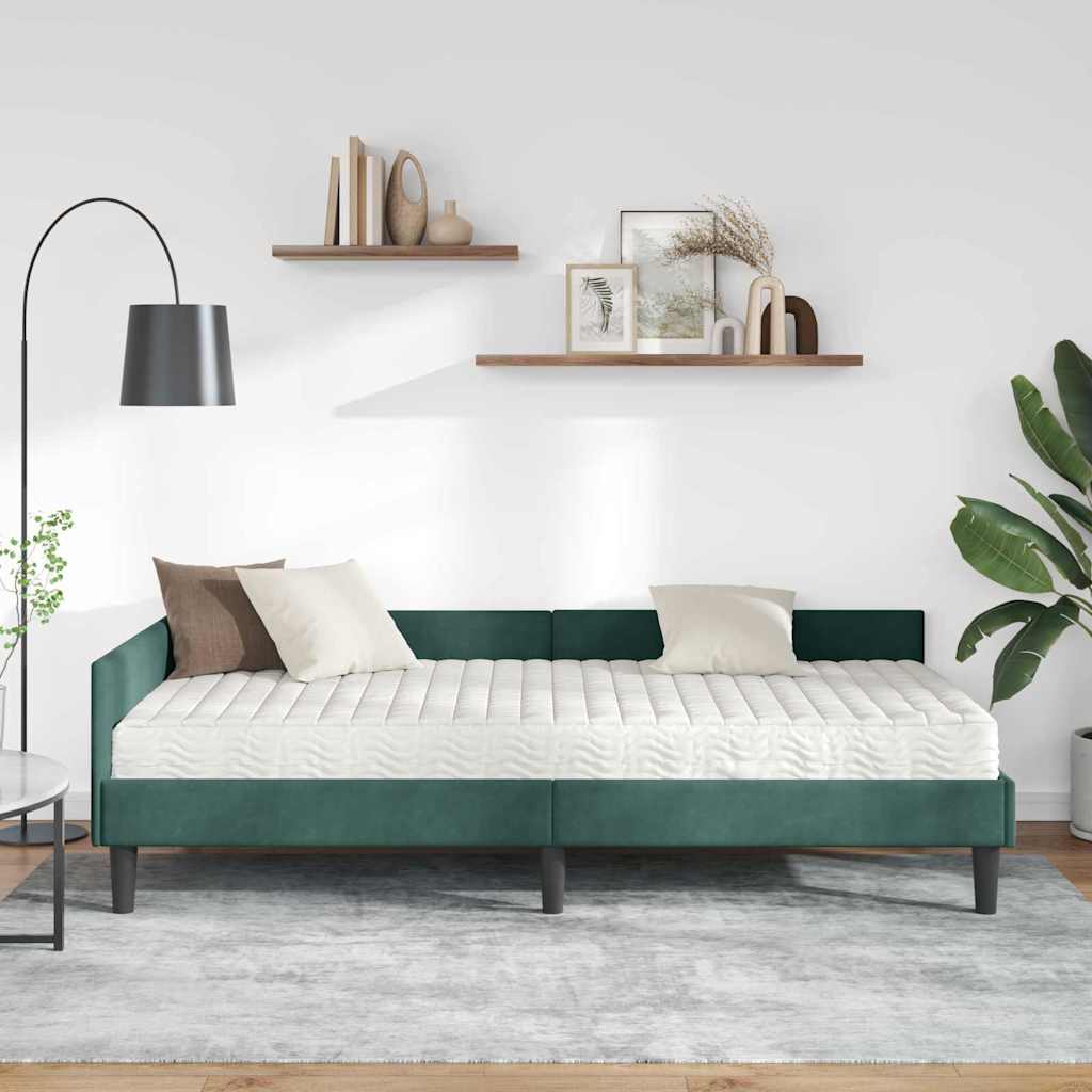Hoekbedframe met Matras Anders 2 pcs Groen Fluweel