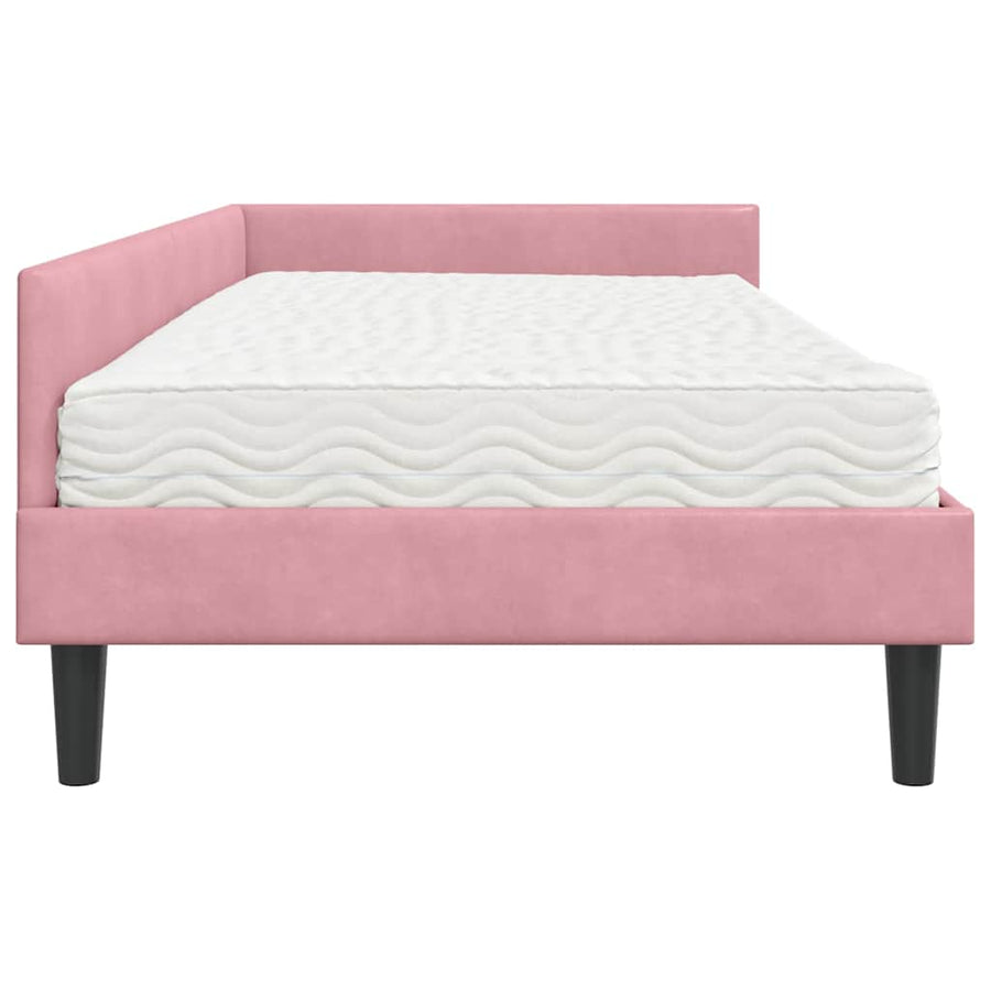 Hoekbedframe met Matras Anders 2 pcs Grijs Fluweel