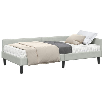 Hoekbedframe Met Matras Anders 2 Pcs Fluweel 90 x 200 cm Lichtgrijs