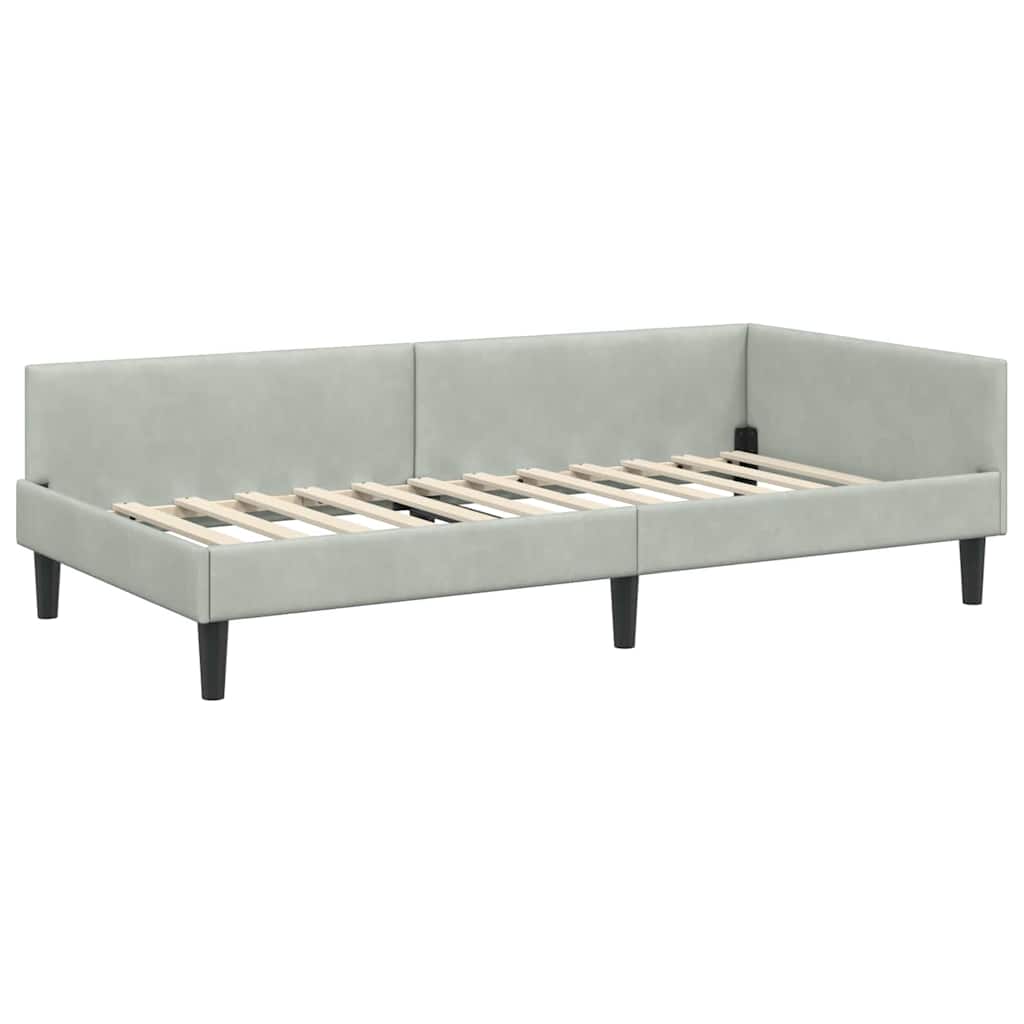 Hoekbedframe Met Matras Anders 2 Pcs Fluweel 90 x 200 cm Lichtgrijs