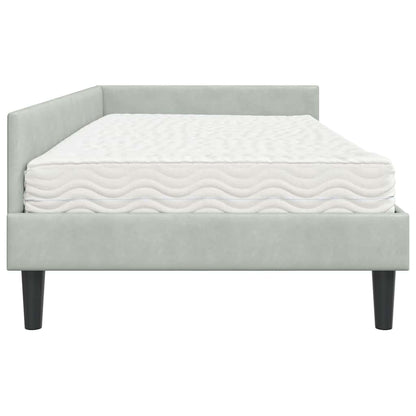 Hoekbedframe Met Matras Anders 2 Pcs Fluweel 90 x 200 cm Lichtgrijs
