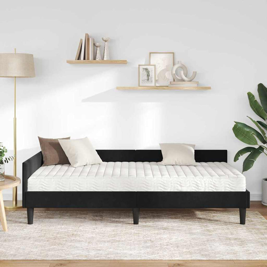 Hoekbedframe Met Matras Anders 2 Pcs Fluweel 90 x 200 cm Zwart