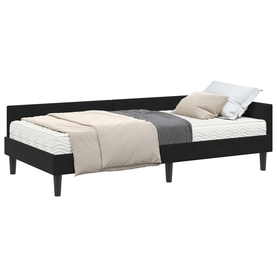 Hoekbedframe Met Matras Anders 2 Pcs Fluweel 90 x 200 cm Zwart
